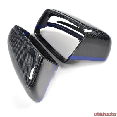 Vivid Racing VR-BENZ-614 VR Aero Carbon Fiber Mirror Cap with Blue Trim Mercedes W204 W212 W218 W176 W207