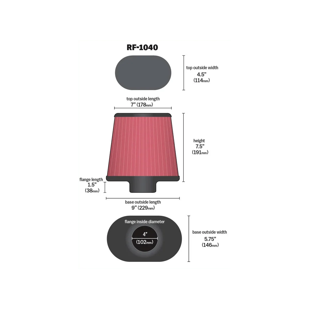 K&N RF-1040 Universal Clamp-On Air Filter