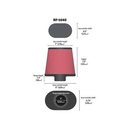 K&N RF-1040 Universal Clamp-On Air Filter