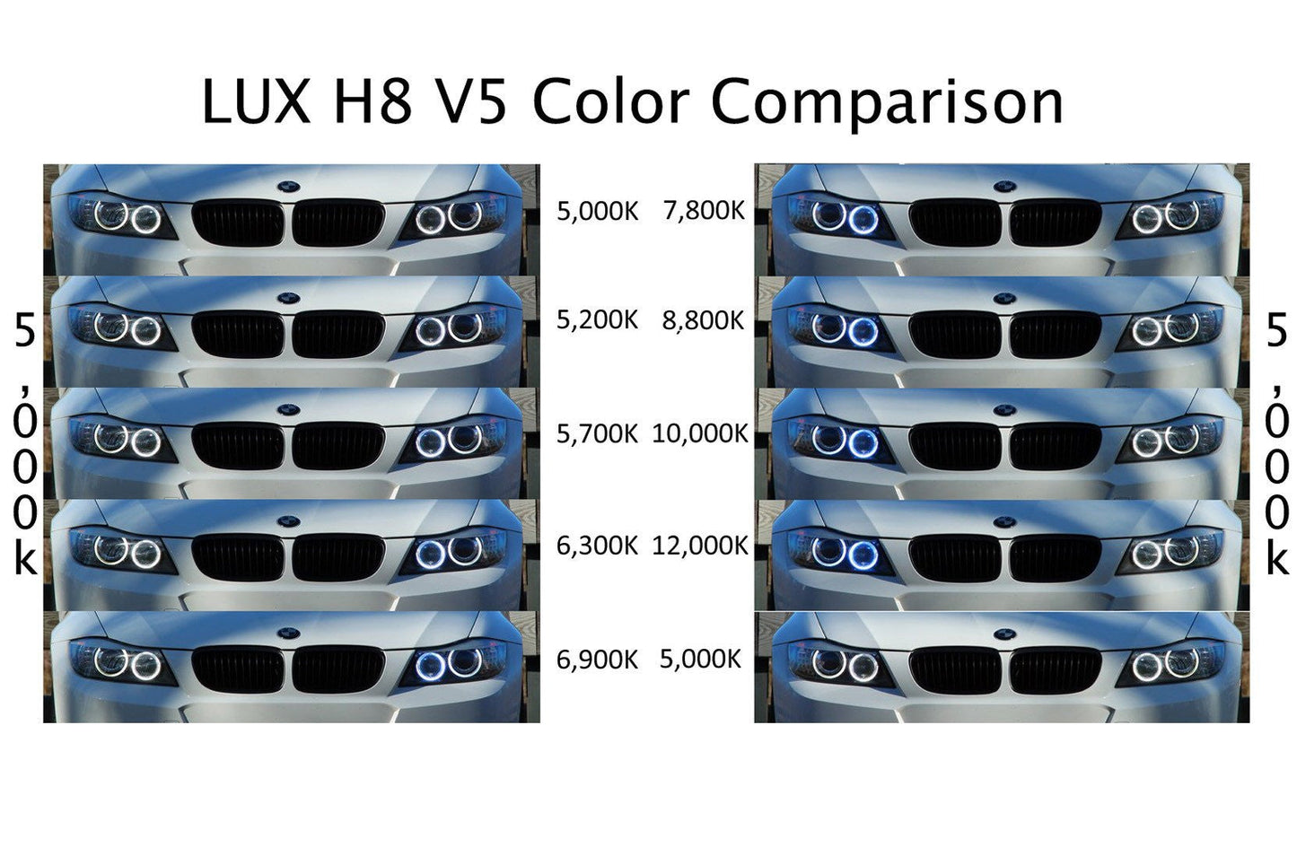 LUX BMW H8 V5 ADJUSTABLE WHITE ANGEL EYES