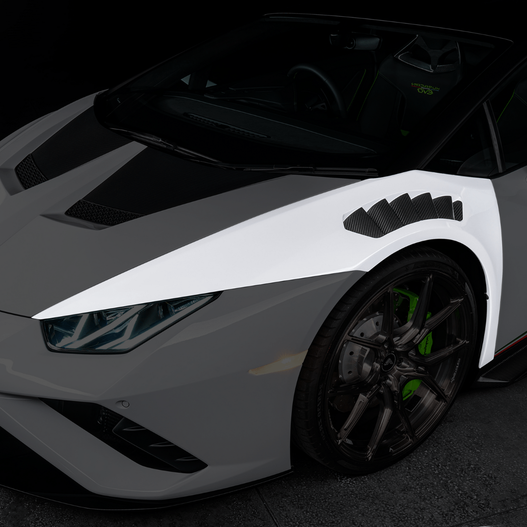 Vorsteiner 0940LOV Lamborghini Huracan Novara Edizione Aero Front Fenders w/Integrated Vents and Splash Shields (2x2 Gloss Carbon) | ML Performance