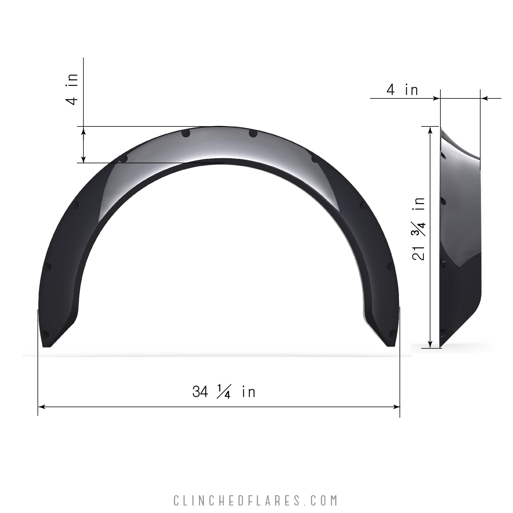 Clinched “New School” 10cm (3.9”) Fender Flares