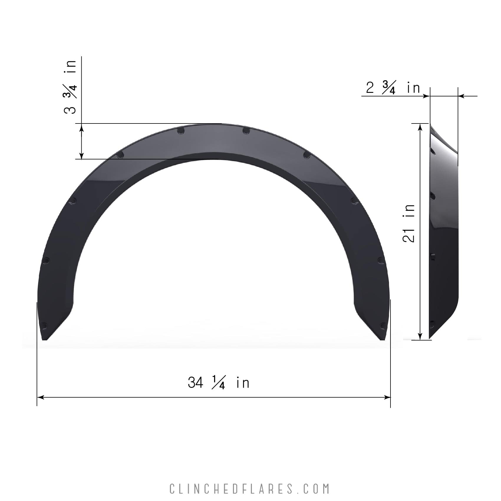 Clinched “New School” 7cm (2.7″) Fender Flares