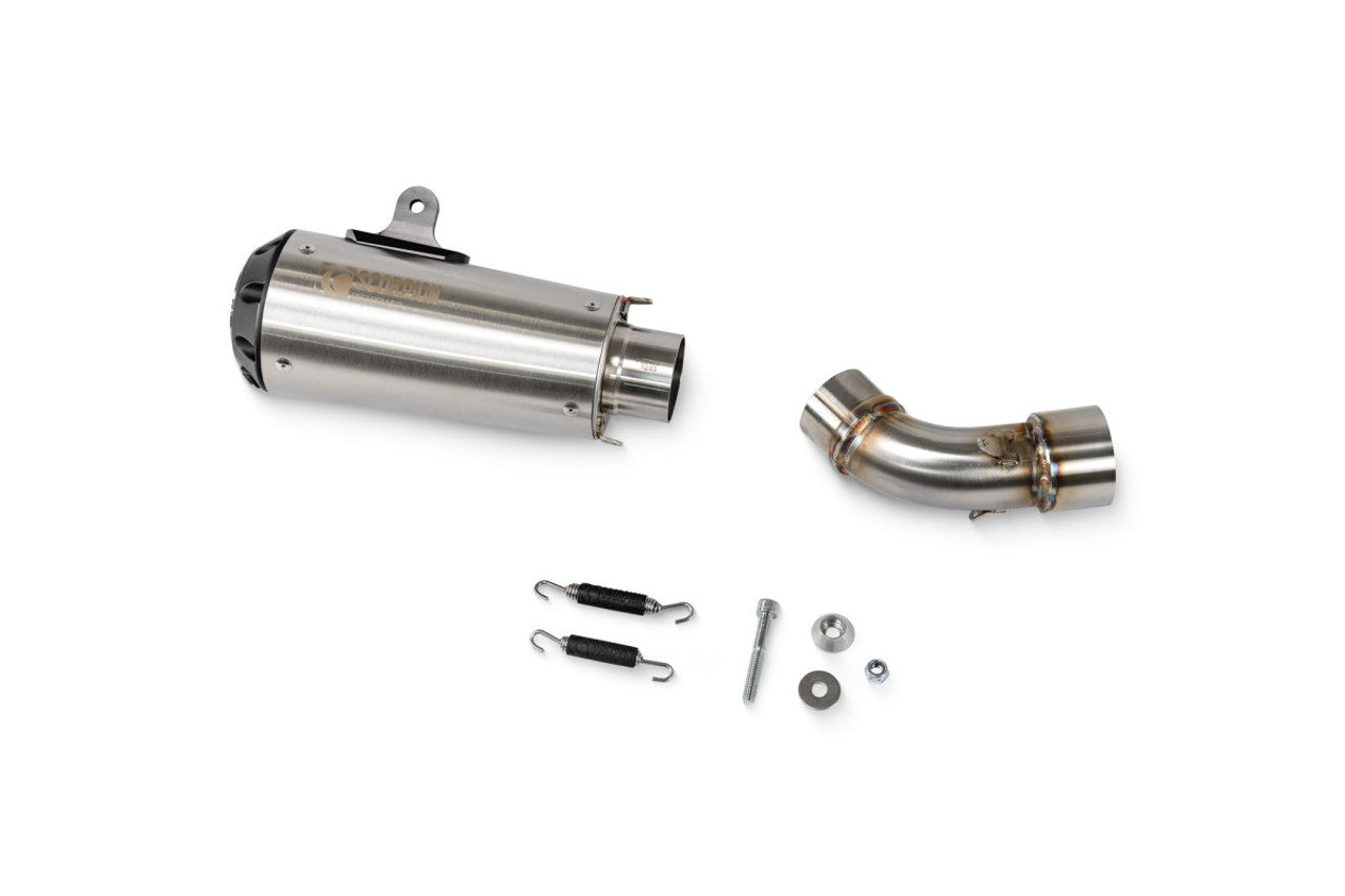 Scorpion PKT96SEO Red Power Slip-on Brushed Stainless Steel Sleeve - KTM 990 Duke - 2024-2025