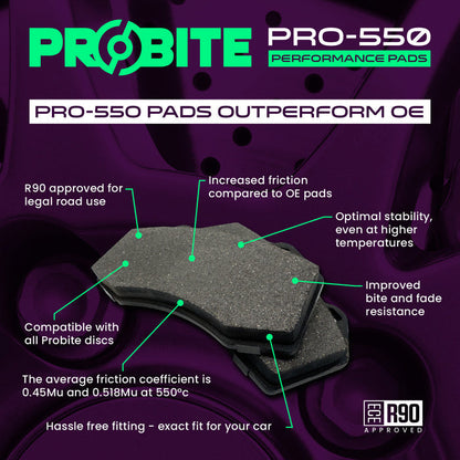 Probite PRPP0056 PRO-550 Performance Pads | Rears | W123mm H56mm D16mm