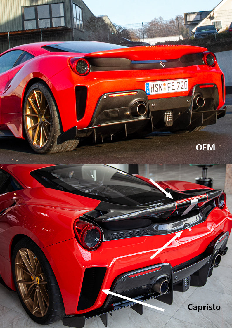 Capristo 03FE08710047LG Ferrari 488 Pista Carbon Fiber Rear Bumper 