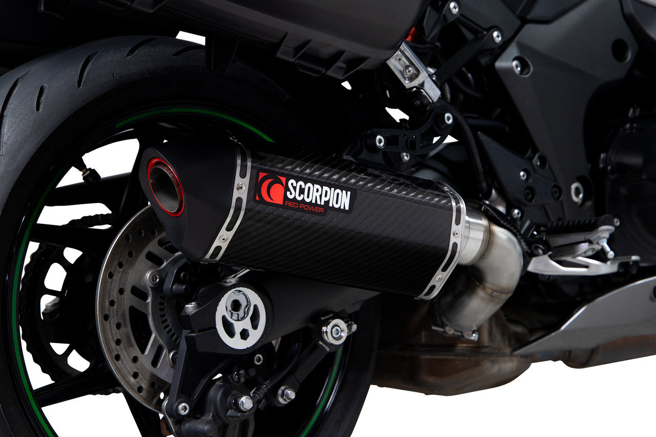 Scorpion RKA137CEO Serket Parallel Slip-on Carbon Fibre Sleeve. Fits With Panniers - Ninja 1000 SX - 2020 - 2024