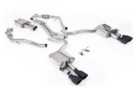 MillTek-SSXAU1121-Cat-back Cat Back Resonated with Quad GT-100 Cerakote Black Trims | ML Performance Car Parts