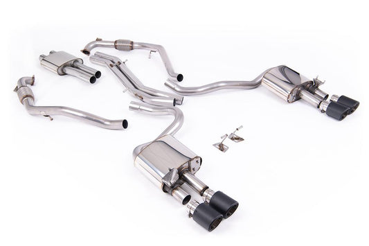 MillTek-SSXAU1124-Cat-back Cat Back Resonated with Quad JET-100 Carbon Trims | ML Performance Car Parts