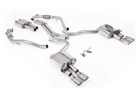 MillTek-SSXAU1125-Cat-back Cat Back Resonated with Quad Polished Oval Trims | ML Performance Car Parts