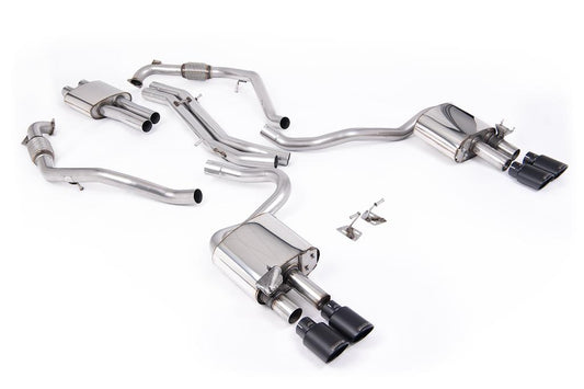 MillTek-SSXAU1126-Cat-back Cat Back Resonated with Quad Cerakote Black Oval Trims | ML Performance Car Parts