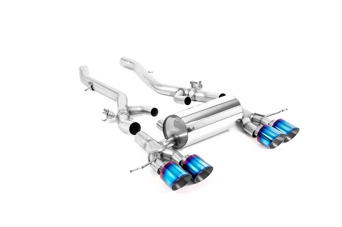 MillTek SSXBM1172 BMW G80 G82 Axle Back System with GT-115 Burnt Titanium Trims - ECE Approved (OE Requires Cutting) (Inc. M3 & M4)