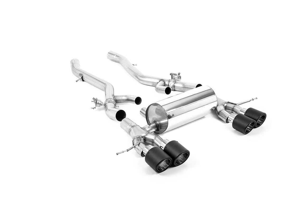 MillTek SSXBM1173 BMW G80 G82 Axle Back System with JET-115 Carbon Trims - ECE Approved (OE Requires Cutting) (Inc. M3 & M4)