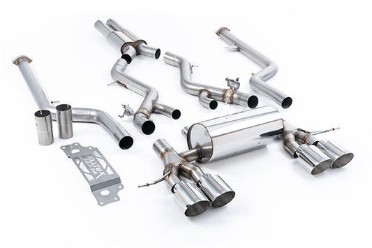 Milltek SSXBM1286 BMW Cat-Back - Resonated With GT-115 Polished Trims 