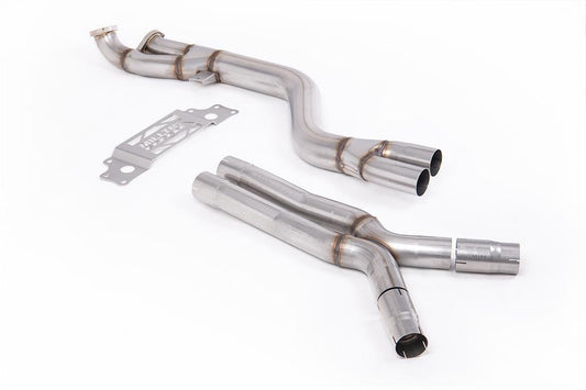 MillTek-SSXBM1331-Secondary Catalyst Bypass Single Mid Pipe 102mm - Non Resonated with X Pipe to OE Axle Back Only | ML Performance Car Parts