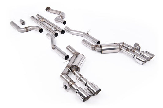 MillTek-SSXCH100-Cat-back H-Pipe Valved System with Quad GT-115 4.5' Polished Tips | ML Performance Car Parts