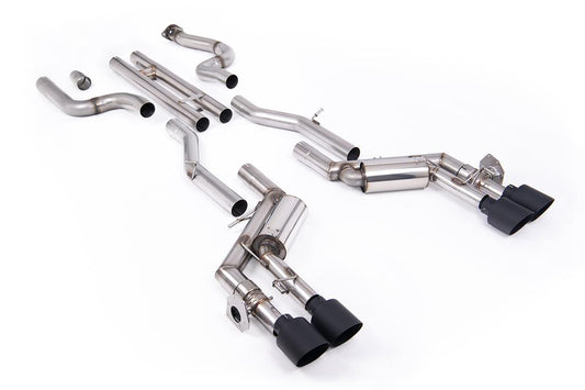MillTek-SSXCH101-Cat-back H-Pipe Valved System with Quad GT-115 4.5' Cerakote Black Tips | ML Performance Car Parts