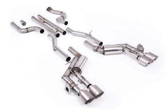 MillTek-SSXCH102-Cat-back H-Pipe Valved System with Quad GT-115 4.5' Brushed Titanium Tips | ML Performance Car Parts
