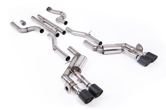 MillTek-SSXCH104-Cat-back H-Pipe Valved System with Quad JET-115 4.5' Carbon Tips | ML Performance Car Parts