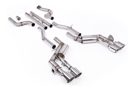 MillTek-SSXCH105-Cat-back Unbalanced Straight Center Valved System with Quad GT-115 4.5' Polished Tips | ML Performance Car Parts