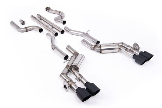 MillTek-SSXCH106-Cat-back Unbalanced Straight Center Valved System with Quad GT-115 4.5' Cerakote Black Tips | ML Performance Car Parts