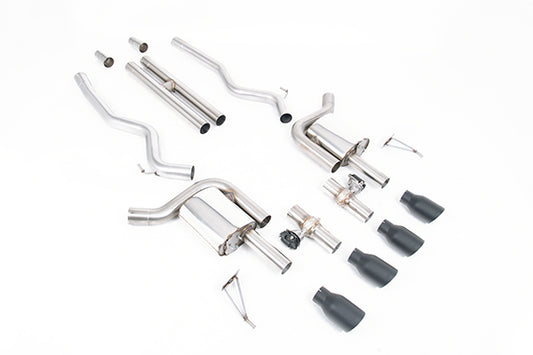 Milltek SSXFD430 Ford Active Valved Cat-Back With H Pipe And GT-100 / 4' Cerakote Black Tips - (Loudest) (Inc. Mustang)