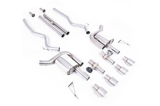Milltek SSXFD431 Ford Active Valved Cat-Back With H Pipe And GT-100 / 4' Brushed Titanium Tips - (Loudest) (Inc. Mustang)