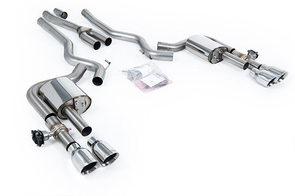 Milltek SSXFD441 Ford Dual Quad Outlet With Active Valves Non-Resonated With GT-100 Polished Trims  (Inc. Mustang)
