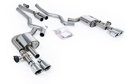 Milltek SSXFD441 Ford Dual Quad Outlet With Active Valves Non-Resonated With GT-100 Polished Trims  (Inc. Mustang)