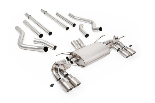MillTek-SSXLR236-Cat-back Cat Back Valved System with Quad GT-90 Brushed Titanium Trims - Non Resonated (Louder) | ML Performance Car Parts
