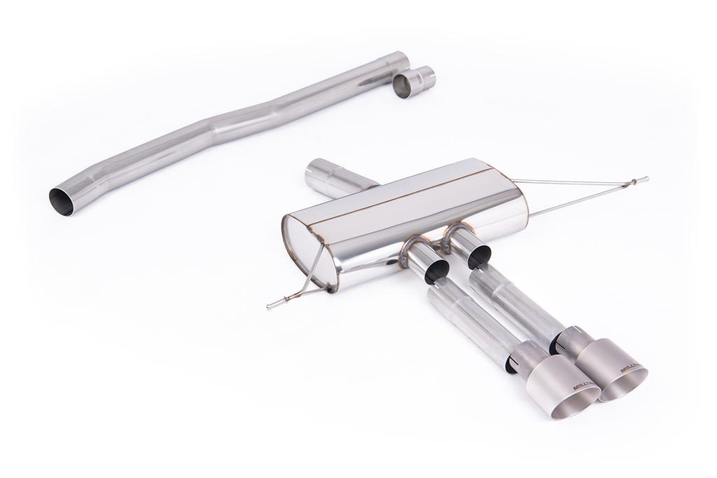 MillTek-SSXM494-Particulate Filter-back Non-Resonated (louder) OPF/GPF Back Systems for Sport Diffuser only (Requires Cutting) with GT-100 Brushed Titanium Tips | ML Performance Car Parts