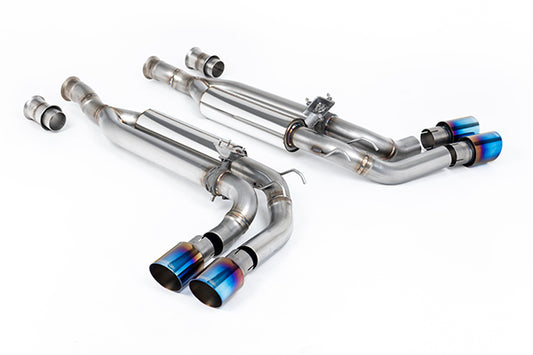 Milltek SSXMZ162 Mercedes Cat-Back Valved With Burnt/Blue Titanium GT-90 Trims (Inc. G-Class)