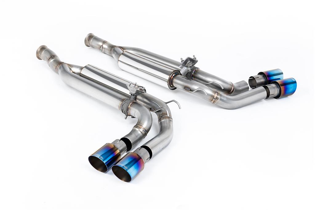 MillTek-SSXMZ167-Cat-back Cat Back Valved with Burnt/Blue Titanium GT-90 Trims - Re-uses OE Valve Motors | ML Performance Car Parts