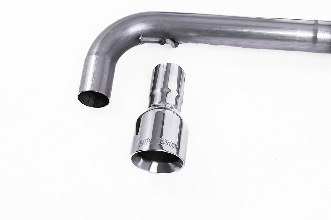 MillTek SSXVW152-1 VW Golf GTI MK6/Scirocco R - Non-Resonated (Louder) Turbo-Back Exhaust System with Hi-Flow Sports Catalyst with Dual GT100 Trims