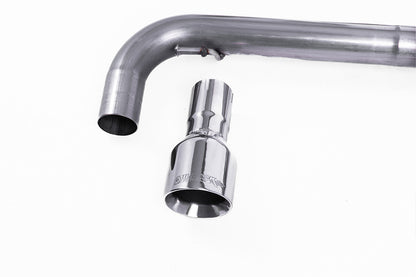 MillTek SSXVW152-1 VW Golf GTI MK6/Scirocco R - Non-Resonated (Louder) Turbo-Back Exhaust System with Hi-Flow Sports Catalyst with Dual GT100 Trims
