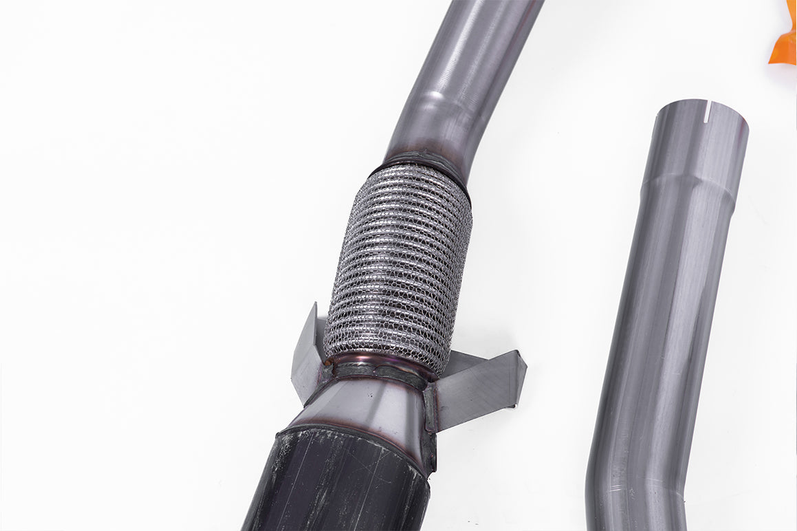 MillTek SSXVW152-1 VW Golf GTI MK6/Scirocco R - Non-Resonated (Louder) Turbo-Back Exhaust System with Hi-Flow Sports Catalyst with Dual GT100 Trims