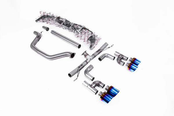 Milltek SSXVW695 Volkswagen Cat-Back Golf R Style - Race (Loudest) With Burnt / Blue Titanium GT-115 Tips (Inc. Golf)
