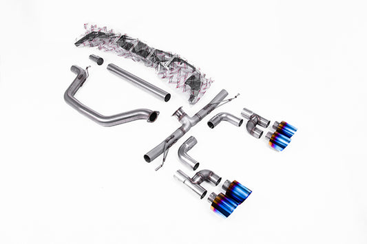 Milltek SSXVW695 Volkswagen Cat-Back Golf R Style - Race (Loudest) With Burnt / Blue Titanium GT-115 Tips (Inc. Golf)