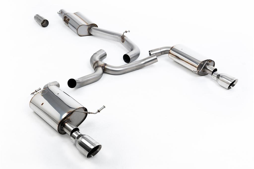 MillTek-SSXVW752-Cat-back Resonated (Quieter) with Polished GT-100 Trims | ML Performance Car Parts