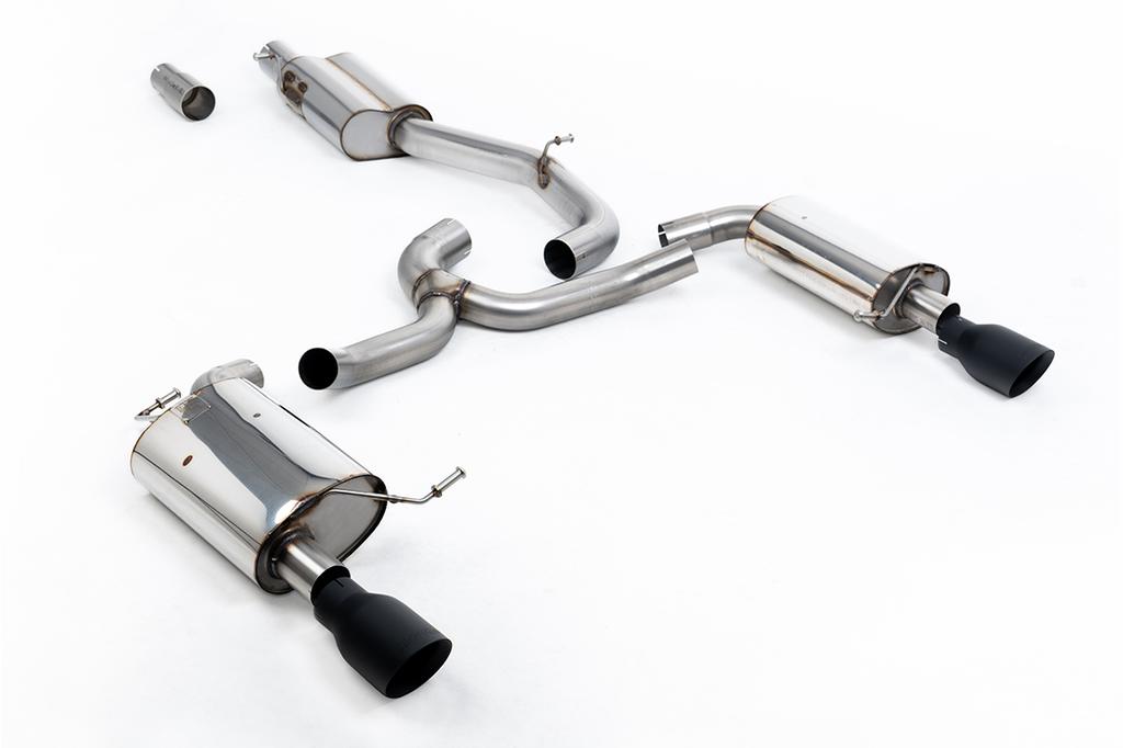 MillTek-SSXVW753-Cat-back Resonated (Quieter) with Black Cerakote GT-100 Trims | ML Performance Car Parts