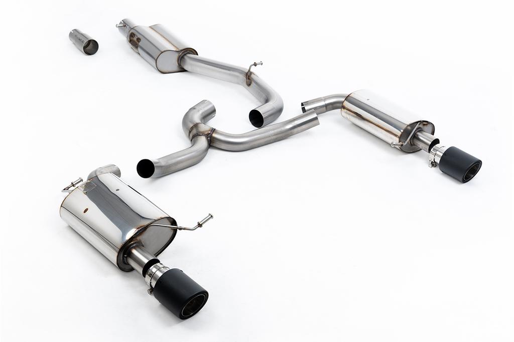MillTek-SSXVW756-Cat-back Resonated (Quieter) with Carbon Jet-100 Trims | ML Performance Car Parts