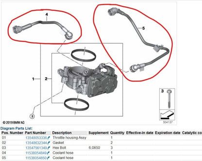 VTT-S58-TB-COOLANT-DELETE Plug and Play Billet S58 Throttle Body Coolant Delete Kit