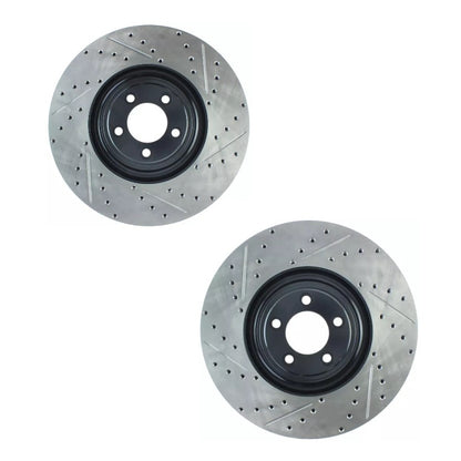 StopTech 127.20030L/R Jaguar 380mm Drilled & Grooved Sport Front Brake Discs - Pair (Inc. F-Type, XF, XJR & XKR)