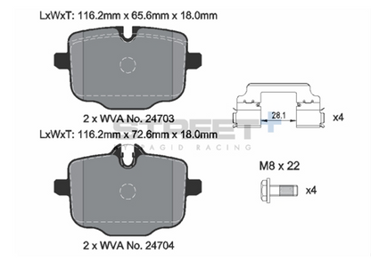 PAGID STREET+ T8282SP2001 BMW G80 G81 G82 G83 G87 Front Brake Pads (M2, M3, & M4)