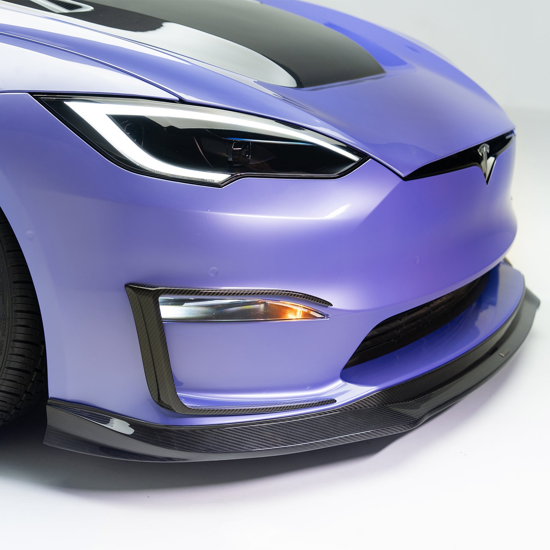 Vorsteiner TEV3025 VRS Tesla Model S Plaid Add-On Aero Bumper Flares Carbon Fiber PP 2x2 Glossy | ML Performance