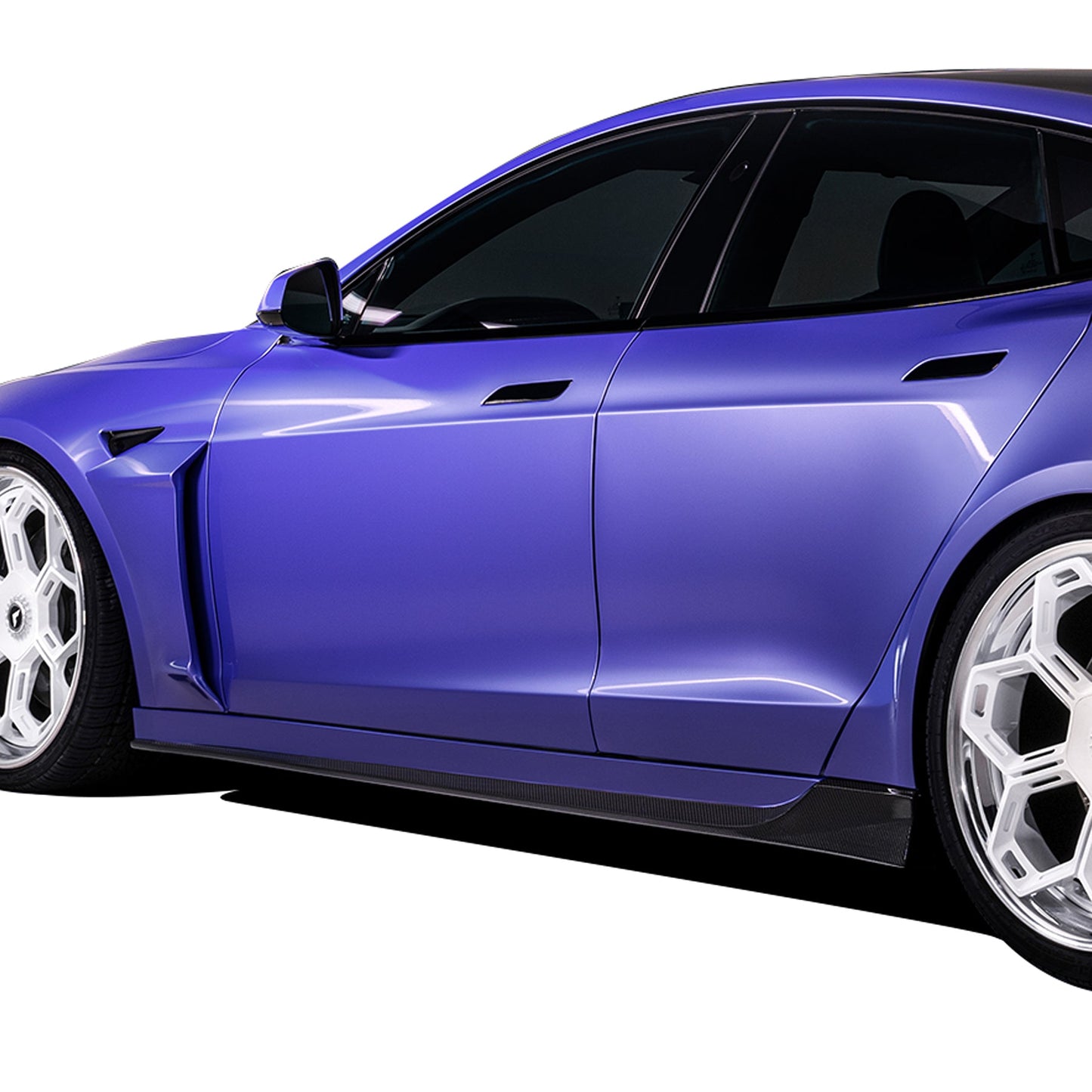 Vorsteiner TEV3030 VRS Tesla Model S Plaid Aero Side Skirts Carbon Fiber PP 2x2 Glossy | ML Performance