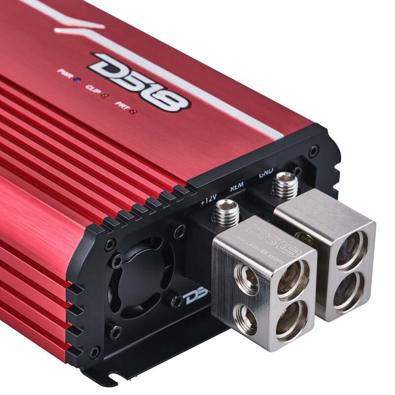 DS18 1-Channel Amp Class D Full-Range Monoblock 5000 Watts RMS/1ohm DPIV1/0 Terminals Included Red
