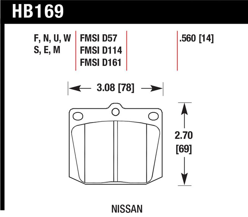 Hawk Performance Hawk Nissan 810/240Z/260Z/280Z/620 / Toyota Corona/Cressida/Crown/PU HT-10 Front Race Brake Pads