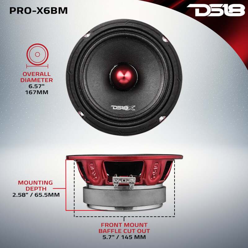 DS18 6.5in 250 Watts RMS 8 ohm Mid-Range Loudspeaker Bullet Loudspeaker