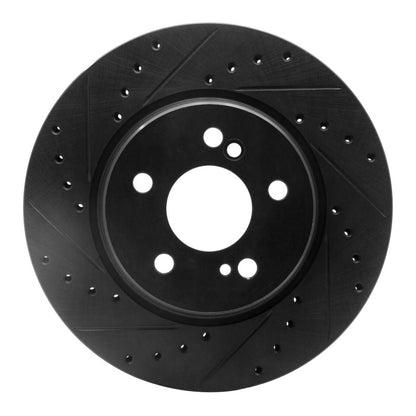 R1 Concepts R1 93-02 Mercedes-Benz 600SL Rear Left Drilled & Slotted Black Brake Rotor